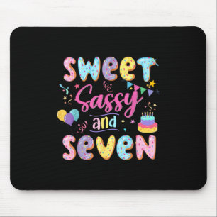 7th Birthday Girl Sweet Sassy And Seven Doughnut 7 Mouse Mat