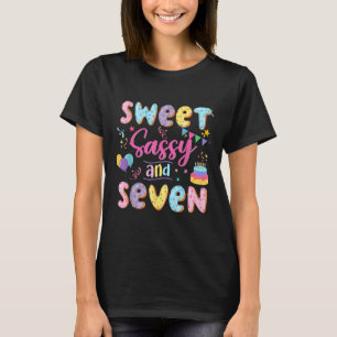 7th Birthday Girl Sweet Sassy And Seven Doughnut 7 T-Shirt