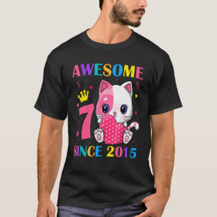 7th Birthday Girls 7 Years Old Awesome Since 2015 T-Shirt