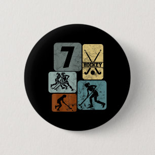 7th Birthday Girls Field Hockey 7 Years Of Hockey 6 Cm Round Badge