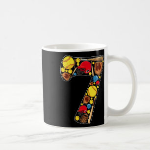 7th Birthday Girls Softll Theme 7 Year Old Birthda Coffee Mug