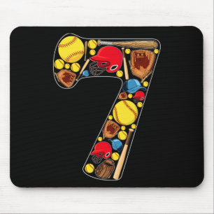 7th Birthday Girls Softll Theme 7 Year Old Birthda Mouse Mat