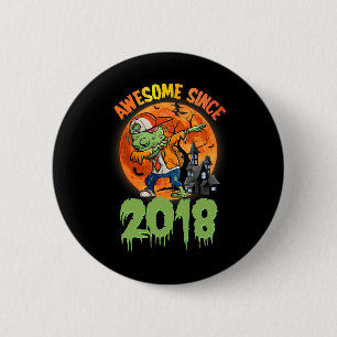 7th Birthday Halloween Dabbing Zombie Awesome Sinc 6 Cm Round Badge