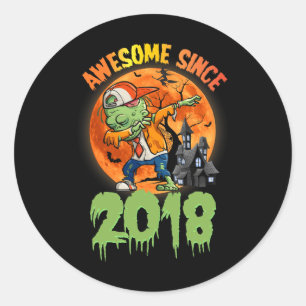 7th Birthday Halloween Dabbing Zombie Awesome Sinc Classic Round Sticker