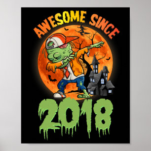 7th Birthday Halloween Dabbing Zombie Awesome Sinc Poster