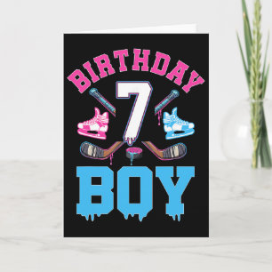 7th Birthday Hockey Ice Cream Drip Boys 7 Year Old Card