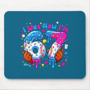 7Th birthday i 6 now i'm 7 baseball ice cream drip Mouse Mat