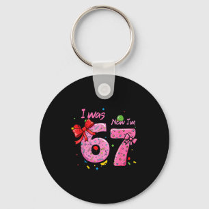 7Th birthday i 6 now im 7 bow six seven girls kids Key Ring