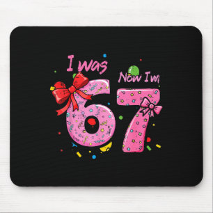 7Th birthday i 6 now im 7 bow six seven girls kids Mouse Mat