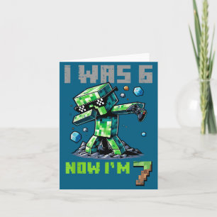 7Th birthday i 6 now im 7 pixel dab 67 boys kids y Card