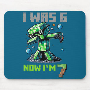 7Th birthday i 6 now im 7 pixel dab 67 boys kids y Mouse Mat
