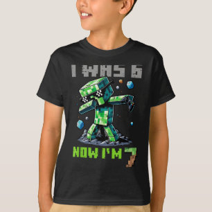 7Th birthday i 6 now im 7 pixel dab 67 boys kids y T-Shirt