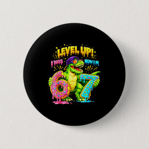 7Th birthday i six now i'm seven dinosaur funny 67 6 Cm Round Badge