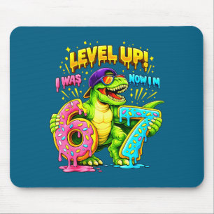 7Th birthday i six now i'm seven dinosaur funny 67 Mouse Mat