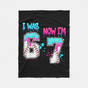 7th Birthday I Was 6 Now I'm 7 Baseball Ice Cream Fleece Blanket