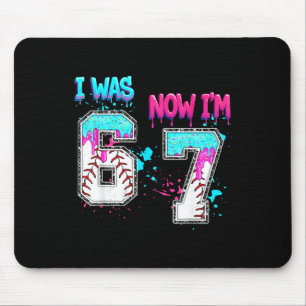 7th Birthday I Was 6 Now I'm 7 Baseball Ice Cream Mouse Mat