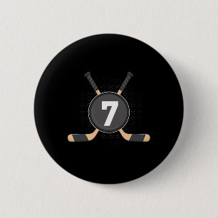 7th Birthday Ice Hockey 7 Years Old Themed Birthda 6 Cm Round Badge