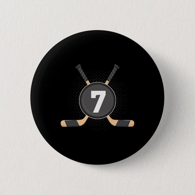 7th Birthday Ice Hockey 7 Years Old Themed Birthda 6 Cm Round Badge (Front)