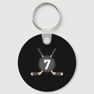 7th Birthday Ice Hockey 7 Years Old Themed Birthda Key Ring