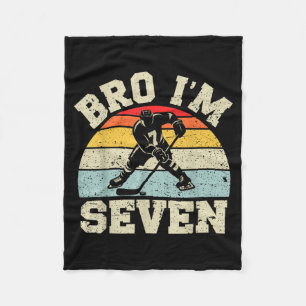 7th Birthday Ice Hockey Boy 7 Year Old Hockey Fleece Blanket