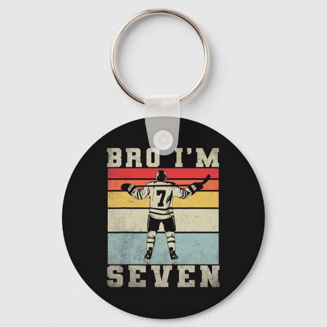 7th Birthday Ice Hockey Boy 7 Year Old Hockey Play Key Ring (Front)