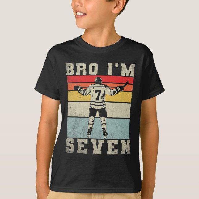 7th Birthday Ice Hockey Boy 7 Year Old Hockey Play T-Shirt (Front)