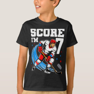 7th Birthday Ice Hockey Boy Seven Year Old Ice T-Shirt