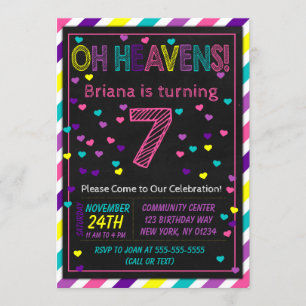 7th Birthday Invitation for a Girls Birthday Party