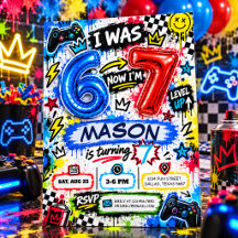 7th Birthday Invitation, I Was 6 Now I’m 7 Boy