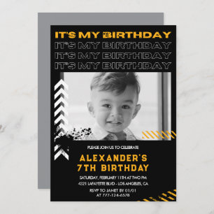 7th birthday invitations boy Photo Spray paint