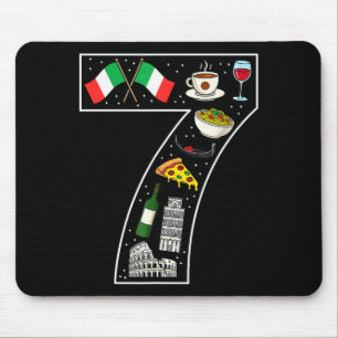 7th Birthday Italian Culture 7 Year Old Italy Flag Mouse Mat