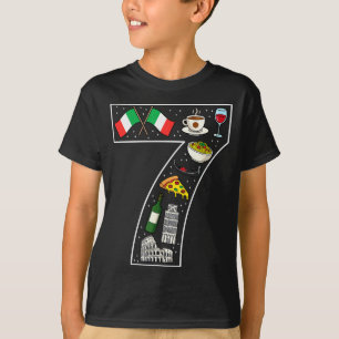 7th Birthday Italian Culture 7 Year Old Italy Flag T-Shirt