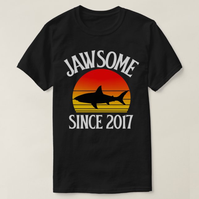 7th Birthday Jawsome Since 2017 7 Year Old Lover  T-Shirt (Design Front)