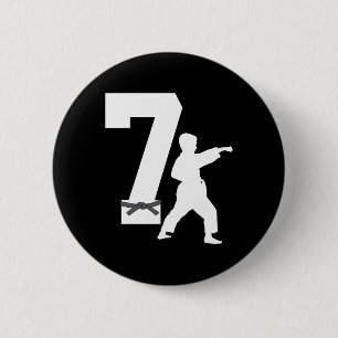 7th Birthday Karate Taekwondo 7 Years Old Boy Kids 6 Cm Round Badge