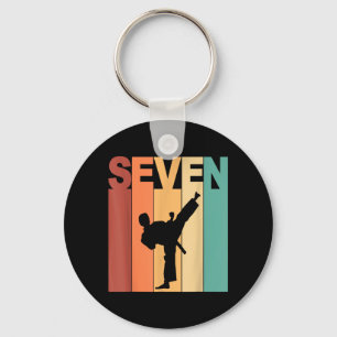 7th Birthday Karate Taekwondo Theme 7 Year Old Key Ring