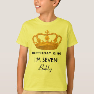 7th Birthday King Custom Name Royal Crown W16 T-Shirt
