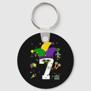 7th Birthday Mardi Gras Themed 7 Years Old Boys Ki Key Ring
