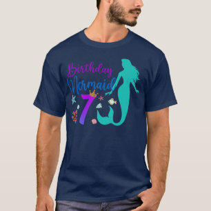 7th Birthday Mermaid Ocean 7 Years Old Magical Bda T-Shirt