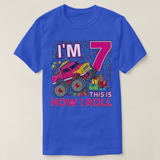 7th Birthday Monster Truck Party Gift 7 Year Old G T-Shirt (Design Front)
