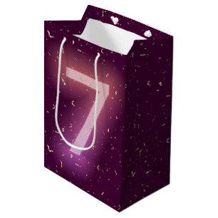 7th Birthday Neon Sign with Gold Confetti Medium Gift Bag