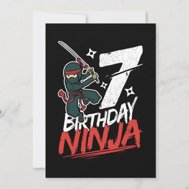 7th Birthday Ninja Im 7 Years Old Invitation (Front)