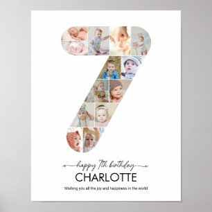 7th Birthday Number 7 Photo Collage Custom Picture Poster