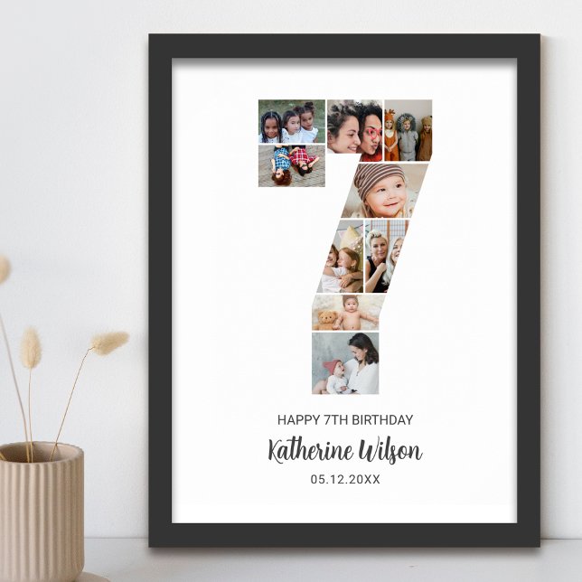 7th Birthday Number 7 Photo Collage Custom Picture Poster (Creator Uploaded)