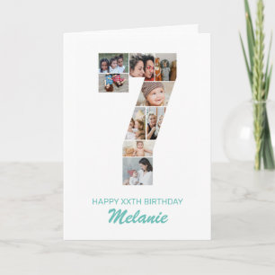 7th Birthday Number 7 Photo Collage Personalised Card