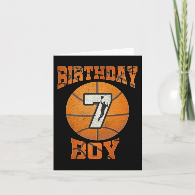 7th Birthday Outfit Boy Basketball Seven 7 Year Ol Card (Front)