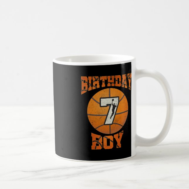 7th Birthday Outfit Boy Basketball Seven 7 Year Ol Coffee Mug (Right)