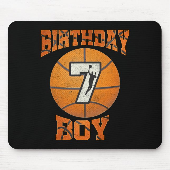 7th Birthday Outfit Boy Basketball Seven 7 Year Ol Mouse Mat (Front)