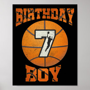7th Birthday Outfit Boy Bysketbyll Seven 7 Year Ol Poster