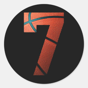 7th Birthday Party Basketball Print Number 7 Tee  Classic Round Sticker