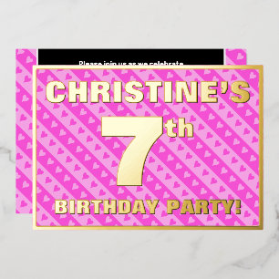 7th Birthday Party — Fun Pink Hearts and Stripes